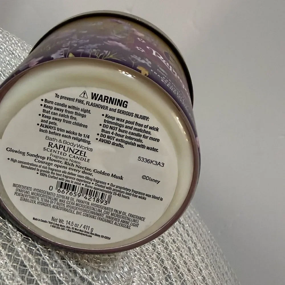 BBW Disney Rapunzel 3 Wick Scented Candle NWT